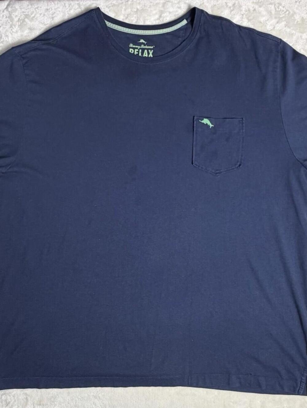Tommy Bahama Relax T-Shirt Mens 3XL Navy Blue Pima Cotton UPF 50 Pocket Tee 3TG
